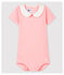 Baby-Body mit Claudine-Kragen aus Baumwolle für Mädchen rosa GRETEL/weiss MARSHMALLOW