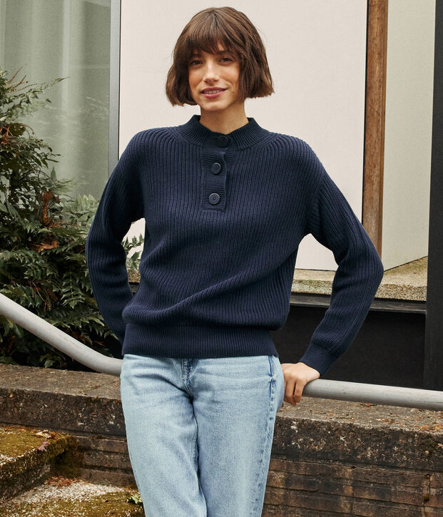 Damen-Pullover mit Stehkragen aus Baumwolle SMOKING