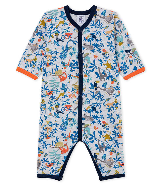 Baby-Strampler aus Rippstrick für Jungen grau POUSSIERE/weiss MULTICO