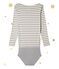 Langarm Body Damen Petit bateau x Marie-Agnès Gillot beige COQUILLE/grau SUBWAY