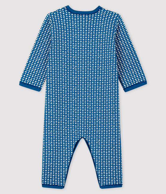 Blauer Baby-Strampler ohne Fuß aus Doppeljersey für Mädchen blau MAJOR/weiss ECUME