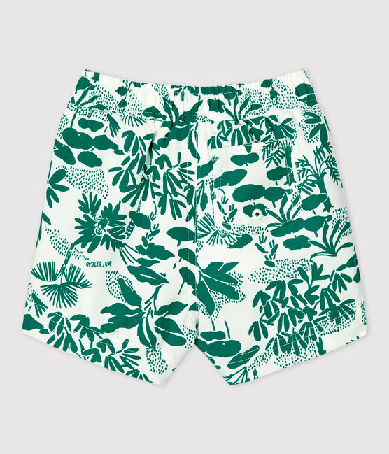 Umweltfreundliche Baby-Badeshorts weiss MARSHMALLOW/grün GAZON