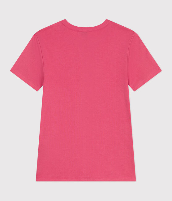 Damen-T-Shirt L'Iconique aus einfarbiger Baumwolle rosa PEONIA
