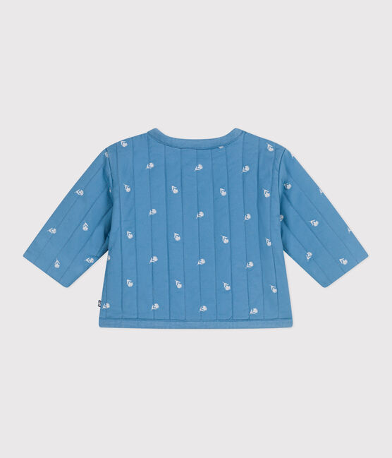 Baby-Jacke aus gesteppter Baumwolle mit Blümchenmuster blau ALASKA/weiss MARSHMALLOW