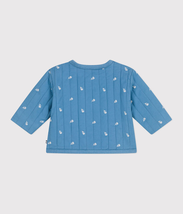 Baby-Jacke aus gesteppter Baumwolle mit Bl&uuml;mchenmuster blau/weiss