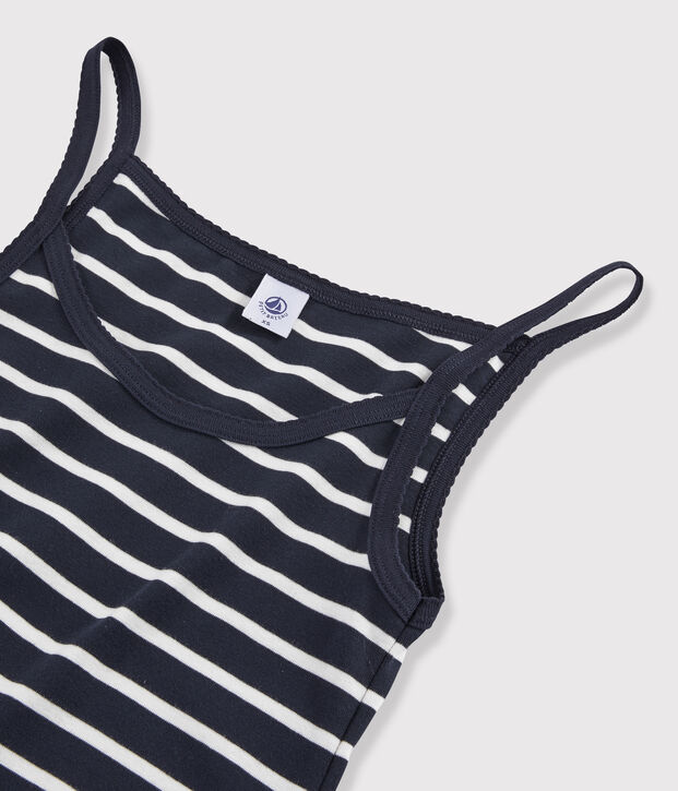 Gestreiftes Kurznachthemd f&uuml;r Damen blau/weiss