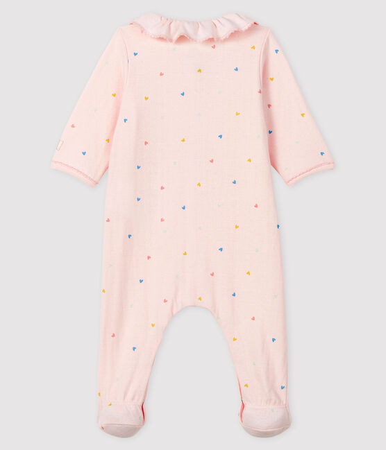 Rosa Baby-Strampler mit Herzchen rosa FLEUR/weiss MULTICO