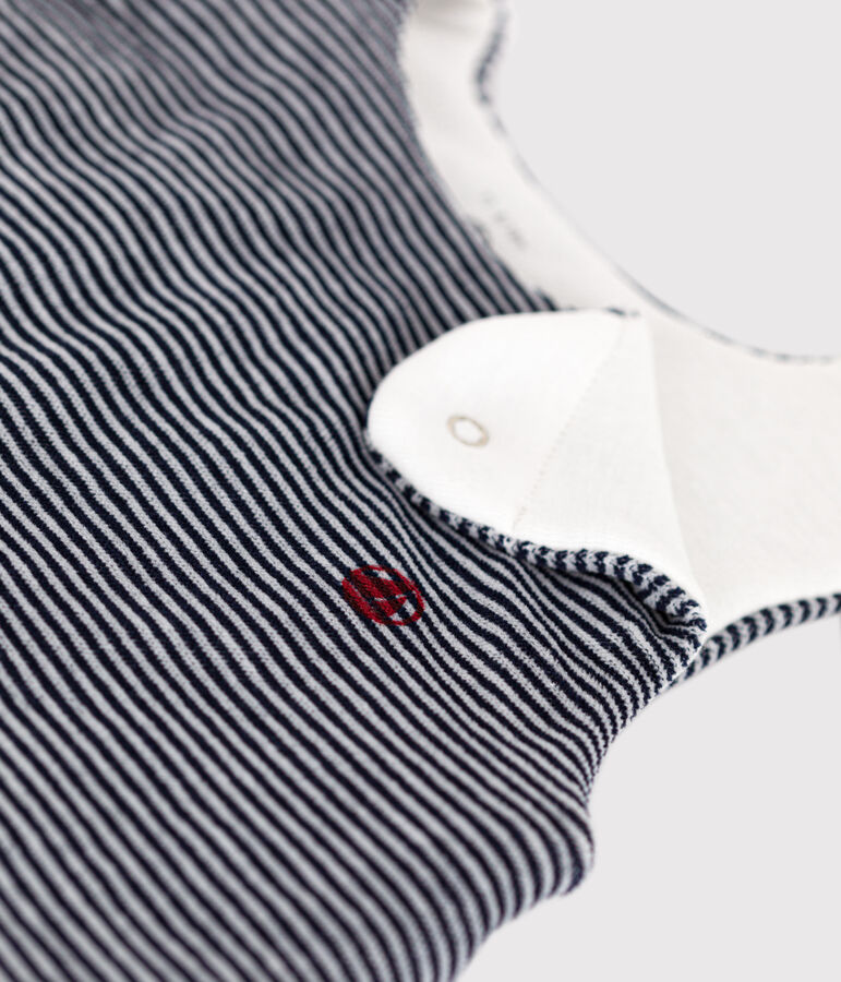 Babyschlafsack aus Samt mit Ringelstreifen blau/weiss