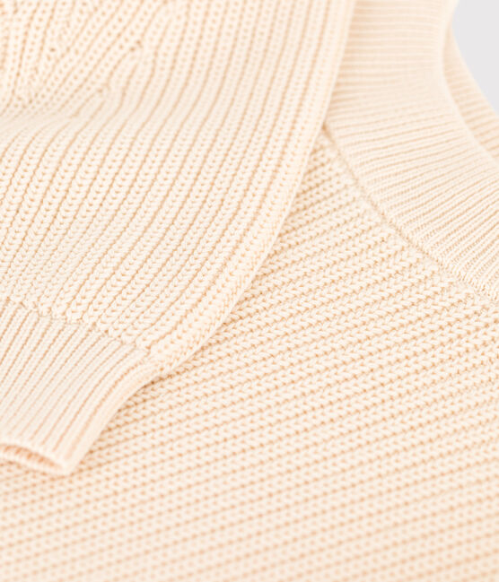 Damenpullover aus Baumwolle mit Patentmuster naturfarben AVALANCHE