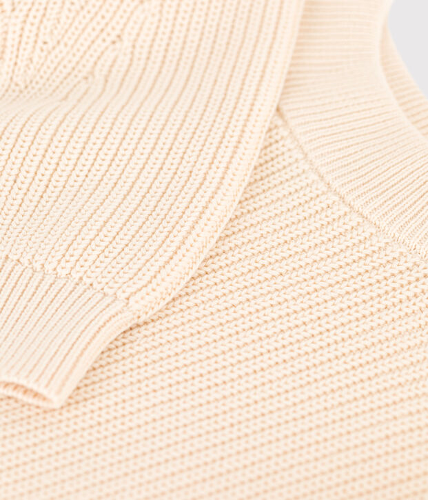 Damenpullover aus Baumwolle mit Patentmuster naturfarben