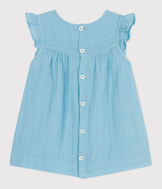 Ärmelloses Baby-Kleid aus einfarbiger Baumwolle blau AQUATIC