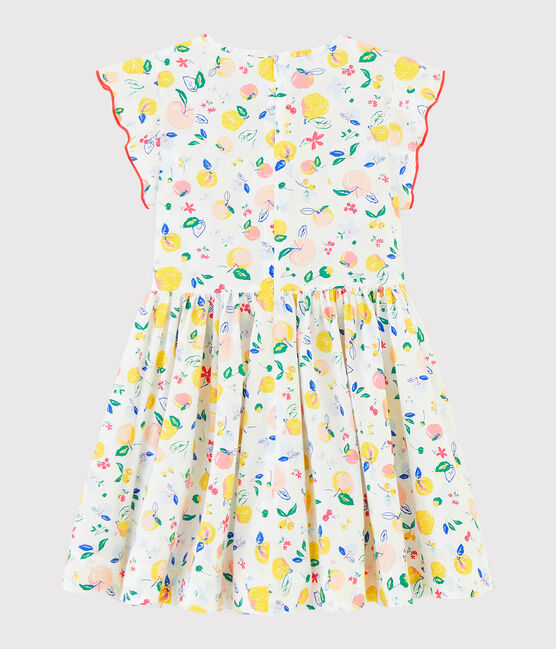 Kurzärmeliges Kinderkleid aus Popeline für Mädchen weiss MARSHMALLOW/weiss MULTICO