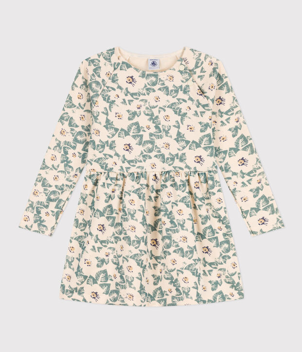 Kinderkleid aus Molton mit Blumenprint f&uuml;r M&auml;dchen naturfarben/vielfarbig