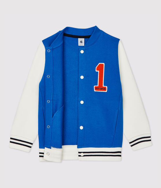 Kinder-Teddyjacke aus Molton für Mädchen / Jungen blau RUISSEAU/weiss MARSHMALLOW