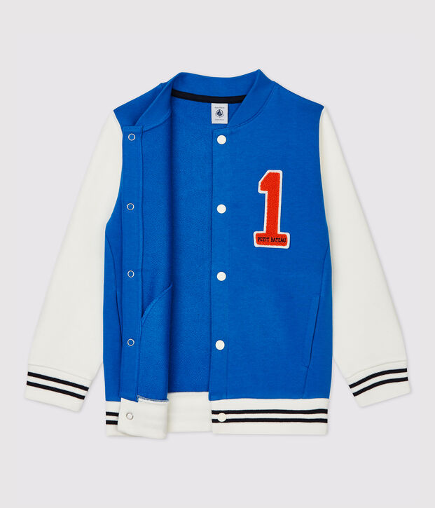 Kinder-Teddyjacke aus Molton f&uuml;r M&auml;dchen / Jungen blau/weiss