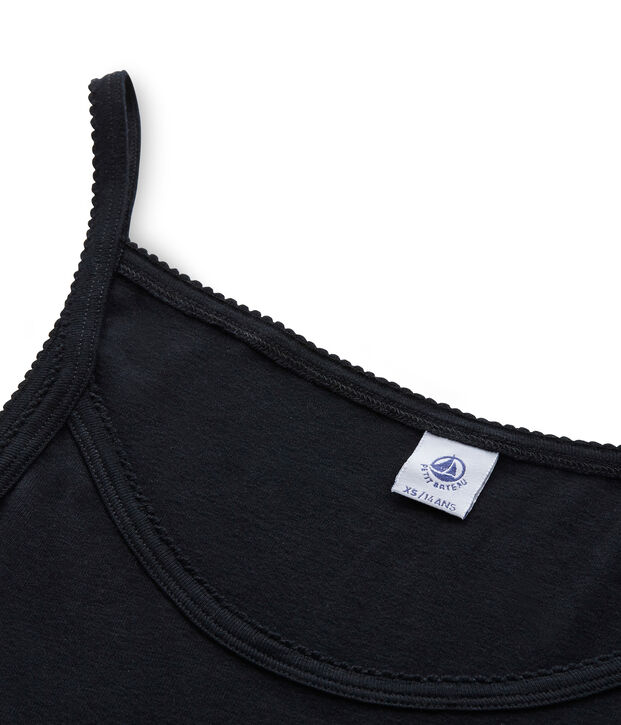 Chemise &agrave; bretelles femme coton/laine/soie schwarz