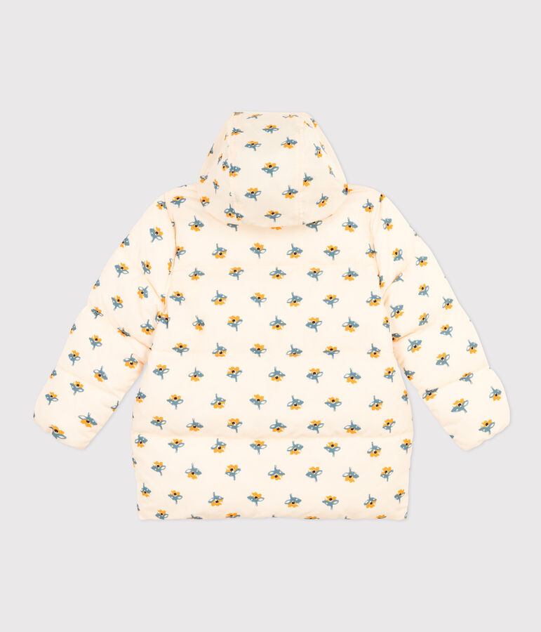 Kinder-Winterjacke mit ausziehbarer Kapuze f&uuml;r M&auml;dchen naturfarben/vielfarbig