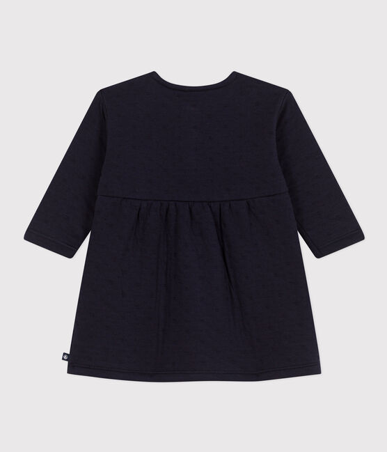 Bedrucktes langärmeliges Babykleid aus gestepptem Doppeljersey blau SMOKING