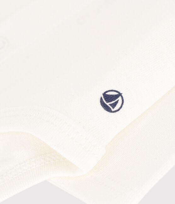 Langärmeliger Baby-Body aus Baumwolle mit Kragen weiss MARSHMALLOW