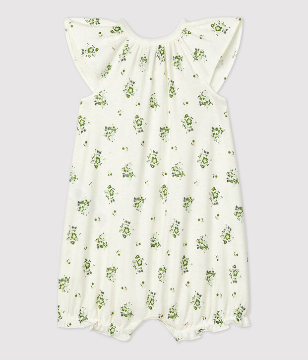 Kurzer Einteiler mit Pflanzenmuster aus Leinen und Baumwolle f&uuml;r Babys weiss/vielfarbig