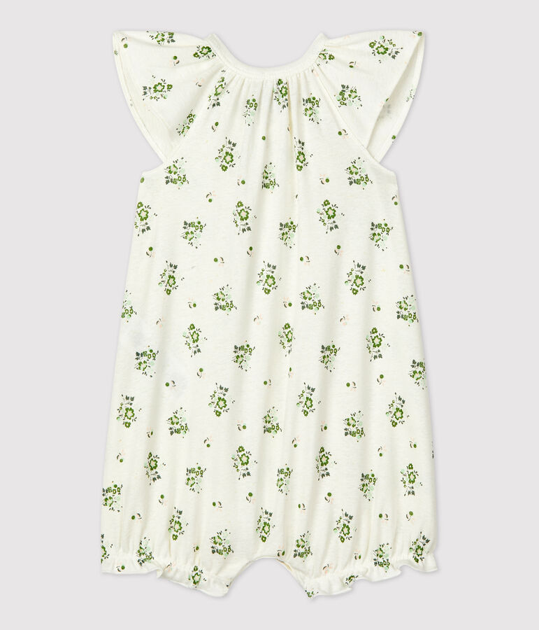 Kurzer Einteiler mit Pflanzenmuster aus Leinen und Baumwolle f&uuml;r Babys weiss/vielfarbig