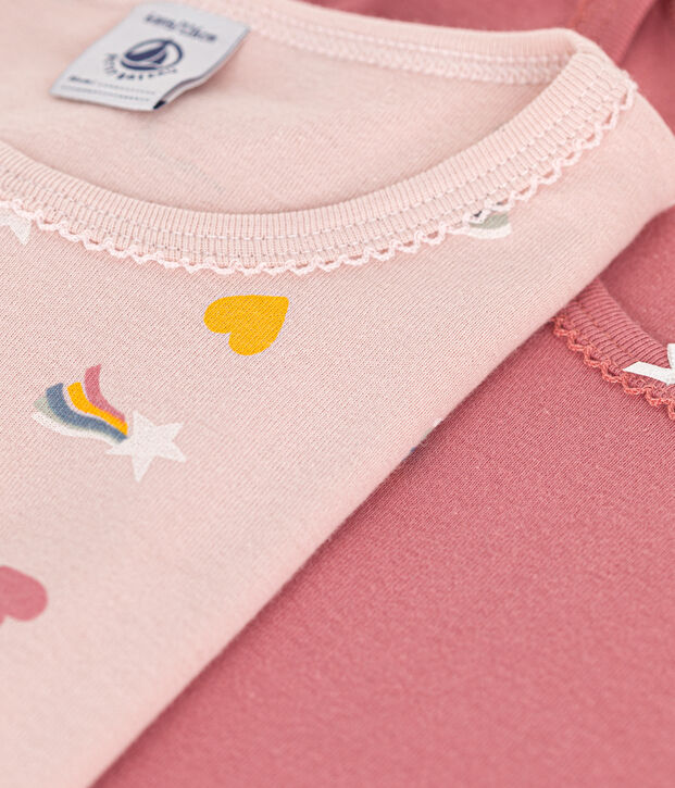 2er-Set lang&auml;rmelige Kinder-T-Shirts aus Baumwolle mit Herzmotiv vielfarbig