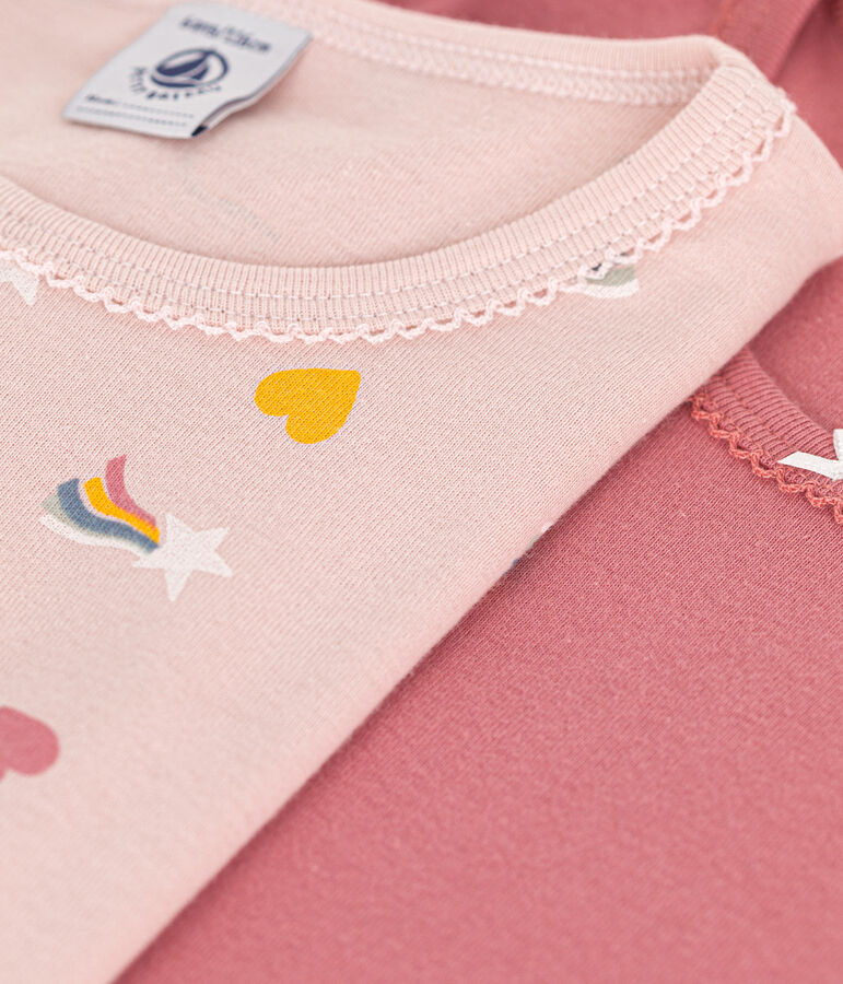 2er-Set lang&auml;rmelige Kinder-T-Shirts aus Baumwolle mit Herzmotiv vielfarbig