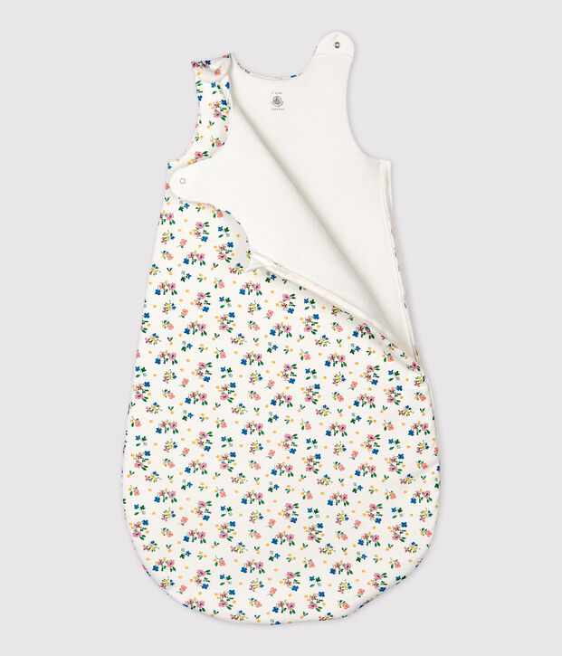 Baby-Schlafsack aus Bio-Baumwolle mit Blumenmuster weiss/vielfarbig