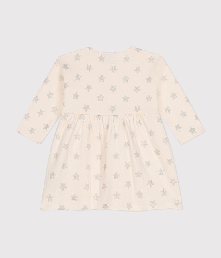 Babykleid aus Doppeljersey mit Sternenprint. naturfarben/grau