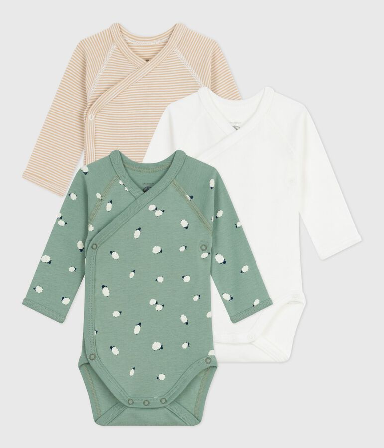 Set lang&auml;rmeliger Wickelbodys aus bedruckter Baumwolle vielfarbig