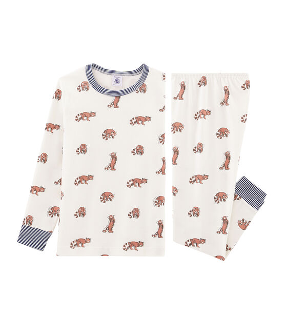 Rippstrick-Pyjama für kleine Jungen weiss MARSHMALLOW/weiss MULTICO