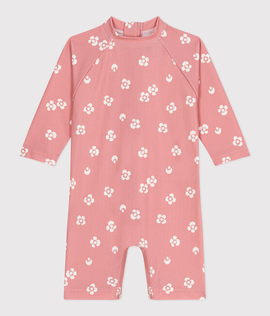 Baby-Badeoverall mit UV-Schutz, Blumenmuster rosa CHARME/weiss MARSHMALLOW