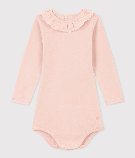 Langärmeliger Baby-Body aus Baumwolle mit Rüschenkragen rosa SALINE