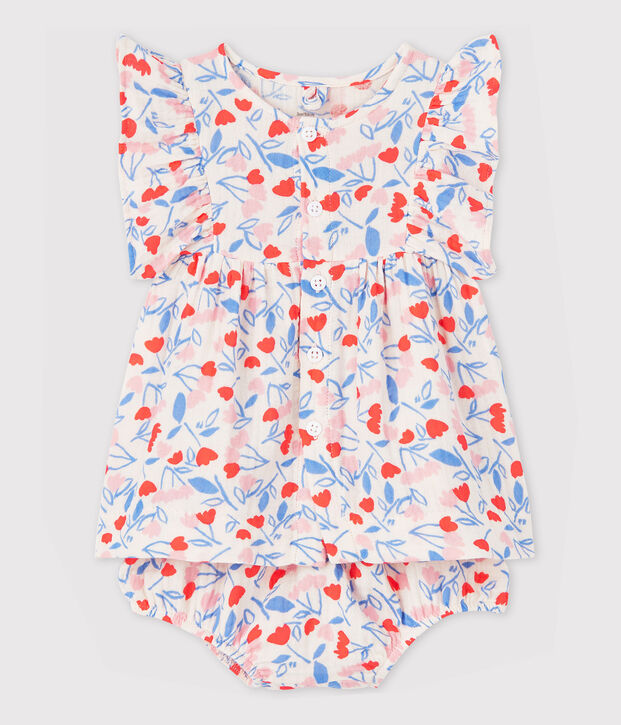 &Auml;rmelloses Baby-Kleid mit Bloomers f&uuml;r M&auml;dchen rosa/vielfarbig