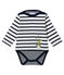 Klassischer Baby-Jungen-Streifenbody weiss MARSHMALLOW/blau SMOKING