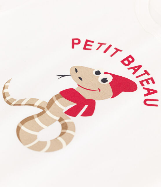 Kurzärmeliges Kinder-T-Shirt aus feinem Jersey für Jungen weiss MARSHMALLOW