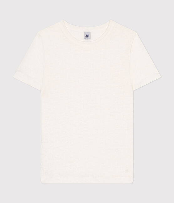 Damen-T-Shirt L'Iconique aus Leinen weiss ECUME