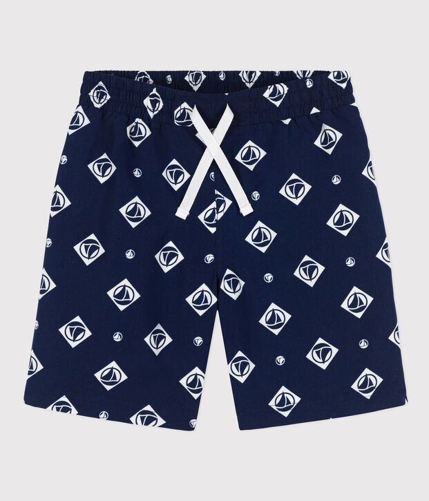Bedruckte Kinder-Badeshorts aus recyceltem Material f&uuml;r Jungen blau/naturfarben