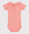 Kurzärmeliger Baby-Body aus einfarbiger Baumwolle orange ABRICOT