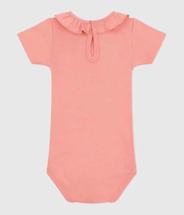 Kurz&auml;rmeliger Baby-Body aus einfarbiger Baumwolle orange