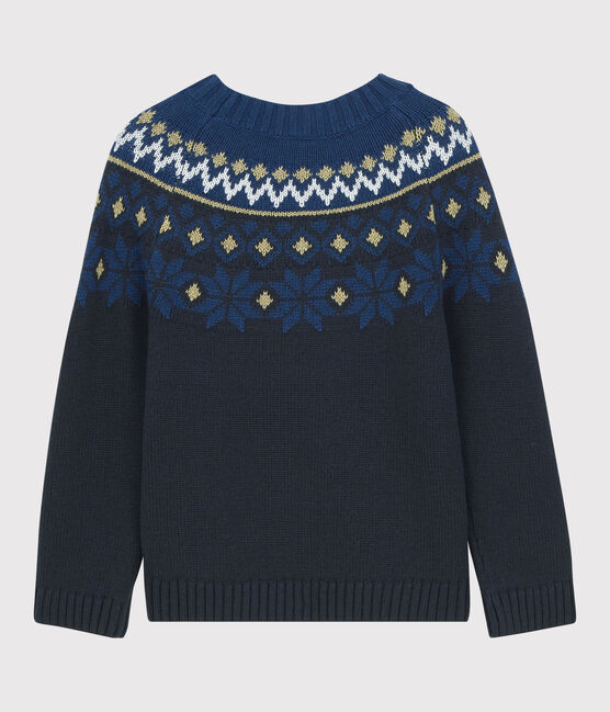 Kinderpullover aus Wolle und Baumwolle für Jungen blau SMOKING/weiss MULTICO