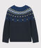 Kinderpullover aus Wolle und Baumwolle für Jungen blau SMOKING/weiss MULTICO
