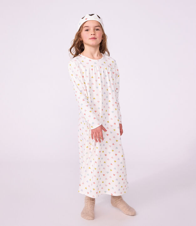 Kinder-Nachthemd zum Verkleiden Prinzessin mit Diadem aus Baumwolle weiss/vielfarbig