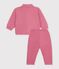 Baby-Set Sweatshirt und Hose aus einfarbiger Baumwolle rosa