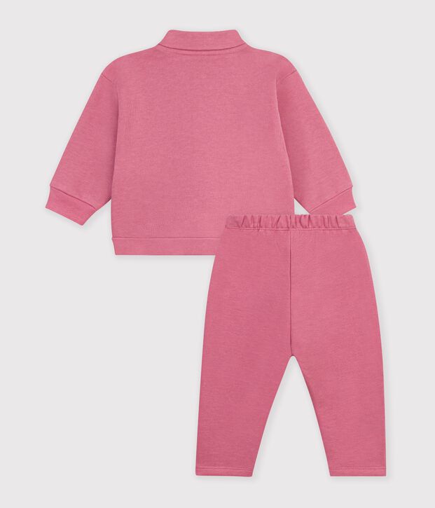 Baby-Set Sweatshirt und Hose aus einfarbiger Baumwolle rosa