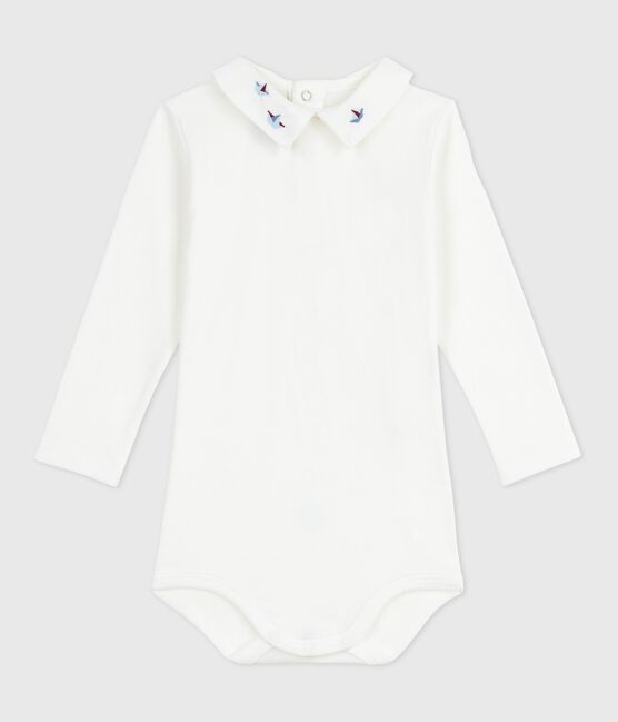 Baby-Body mit Rollkragen aus einfarbiger Baumwolle  weiss MARSHMALLOW