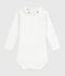 Baby-Body mit Rollkragen aus einfarbiger Baumwolle  weiss MARSHMALLOW