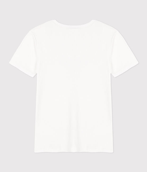 Unifarbenes Damen T-Shirts aus Baumwolle mit kurzen &Auml;rmeln weiss
