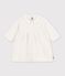 Baby-Kleid mit Kragen aus einfarbigem Strick. weiss