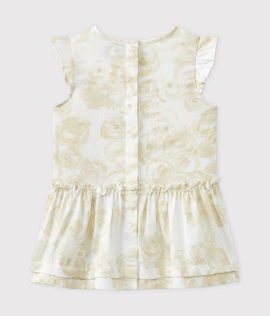 Baby-Mädchen-Kleid aus Baumwollvoile mit Print weiss MARSHMALLOW/weiss MULTICO